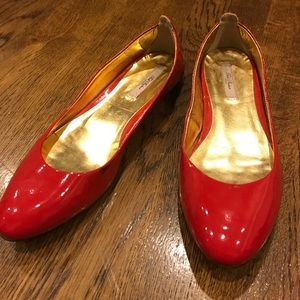 Red leather Ted Baker flats