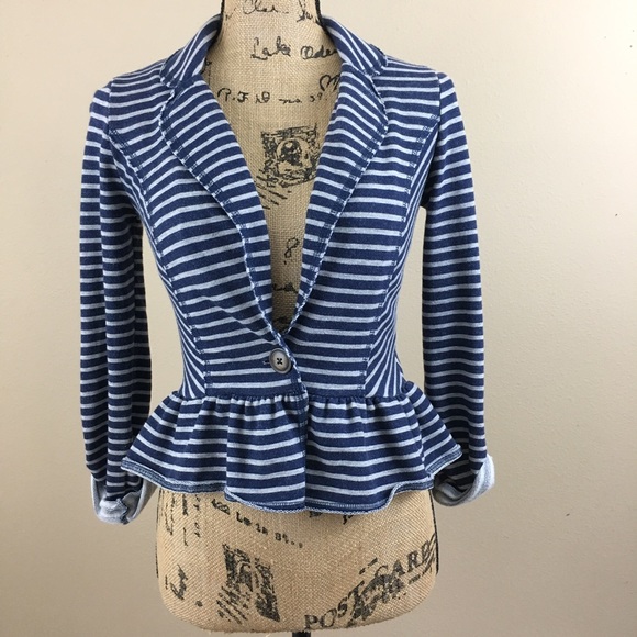 Rewind Jackets & Blazers - Rewind knit jacket blue & gray stripe