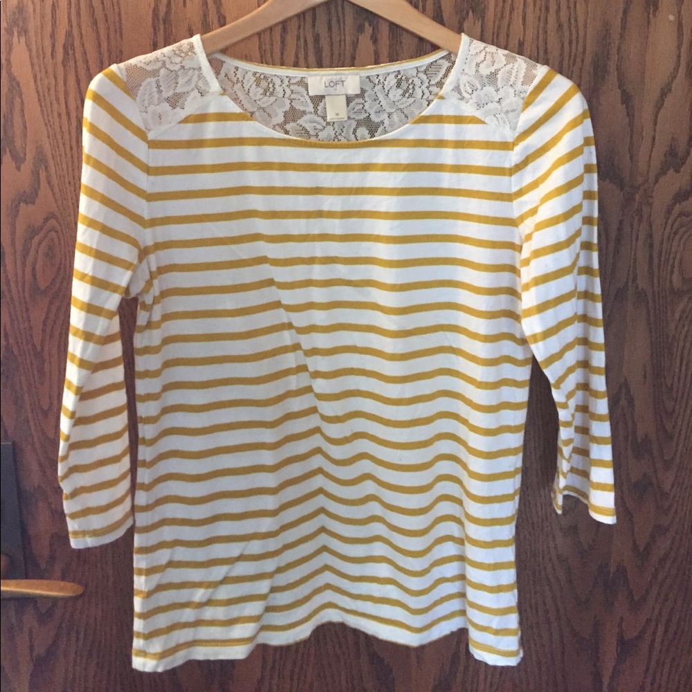 Loft striped shirt with lace inset
