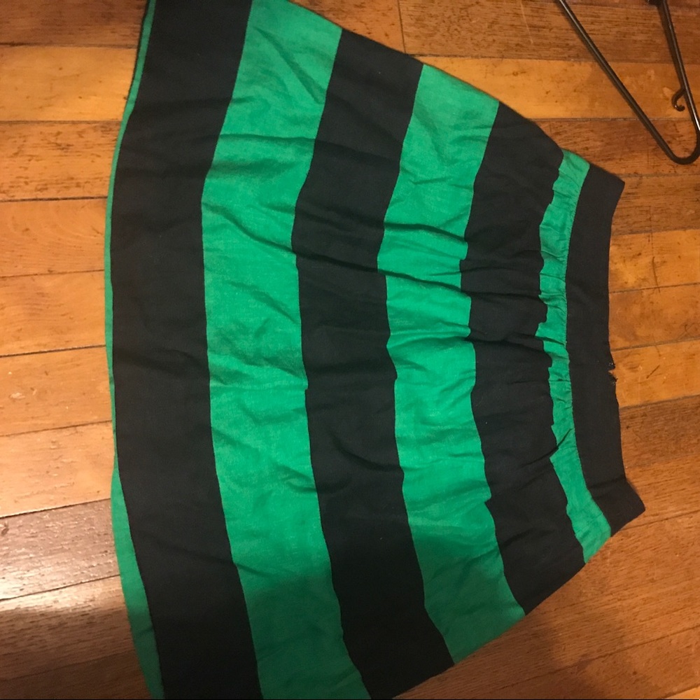 Navy and green striped skirt