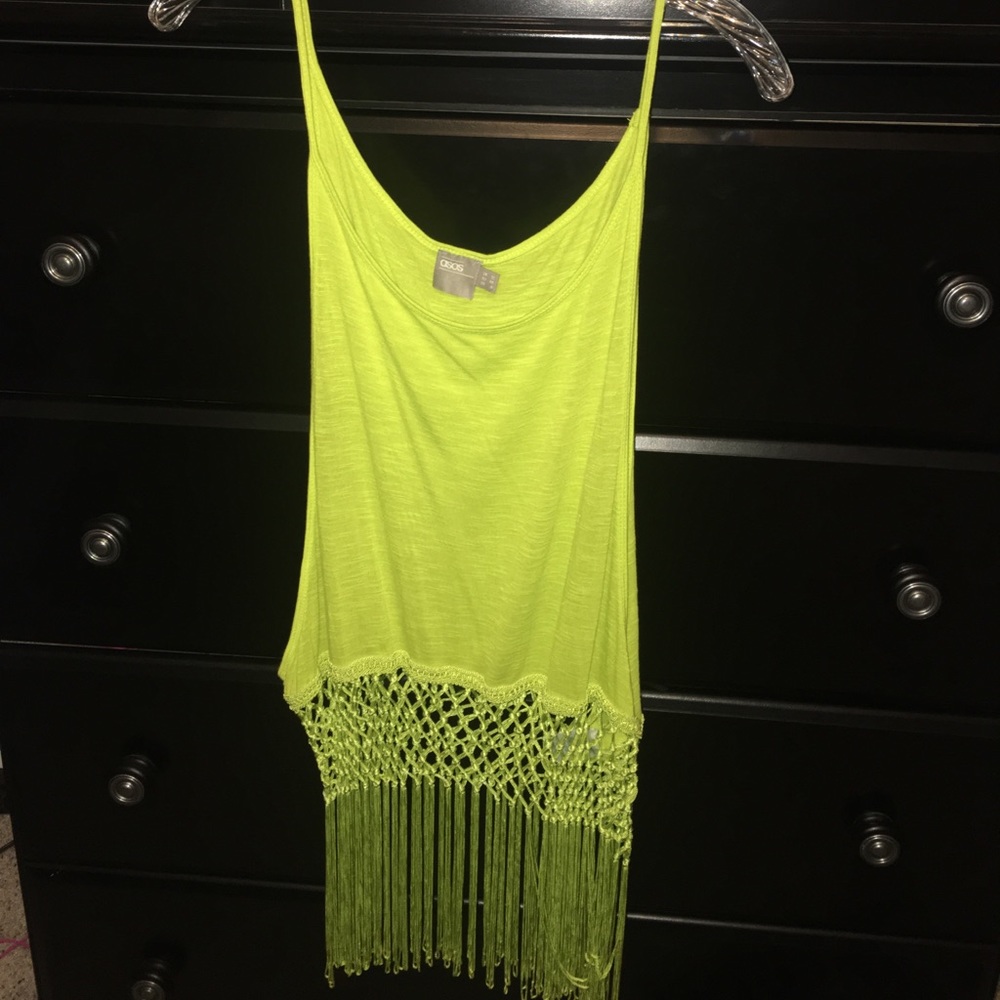 NW ASOS lime green tank with bottom fringe