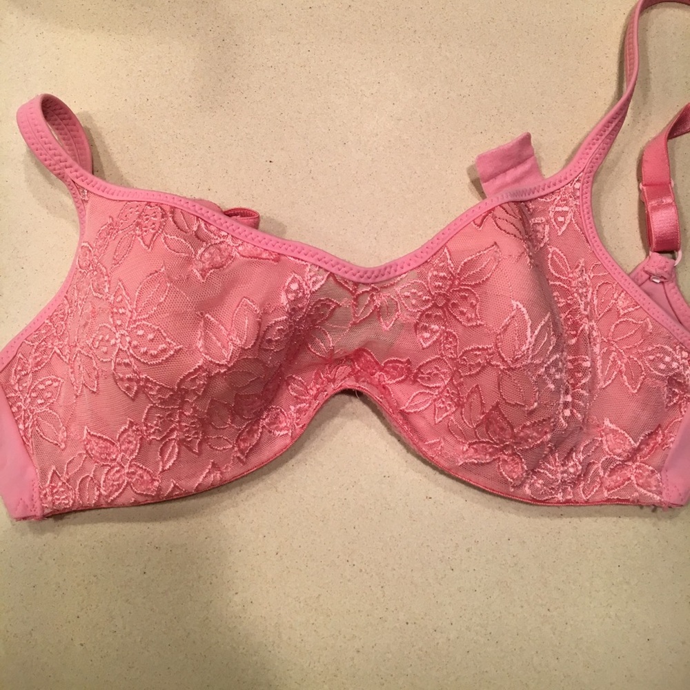 Pink unibra with flower lace