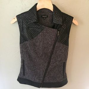 Fitted Vest Cloth and Faux Leather S
