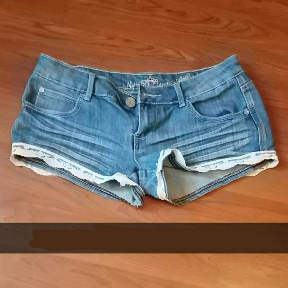Lace Trim Jean Shorts - Picture 2 of 2