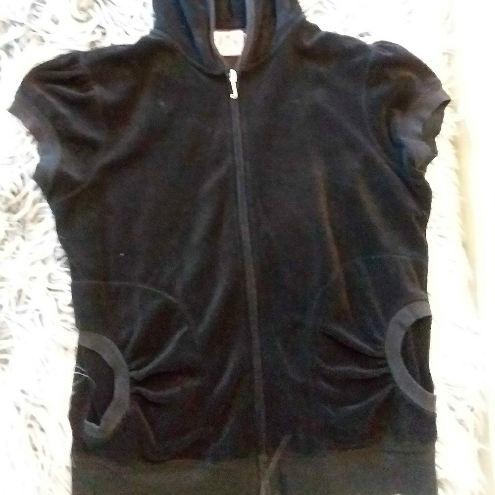 Juicy short sleeve terry cloth hoodie XL Black