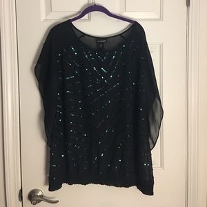 Lane Bryant black blouse with real sequins