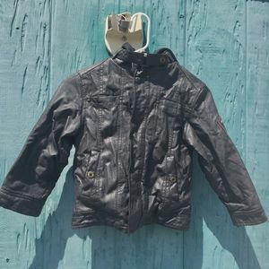hooded dark-brown leather jacket