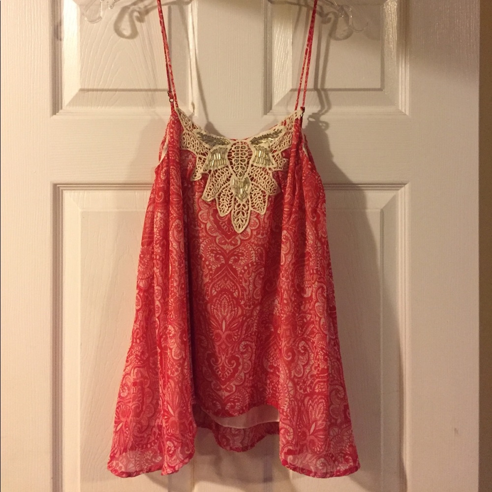 NWT Francesca's red and white blouse.