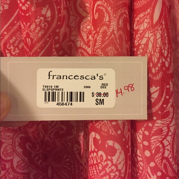 NWT Francesca's red and white blouse. - Picture 4 of 4