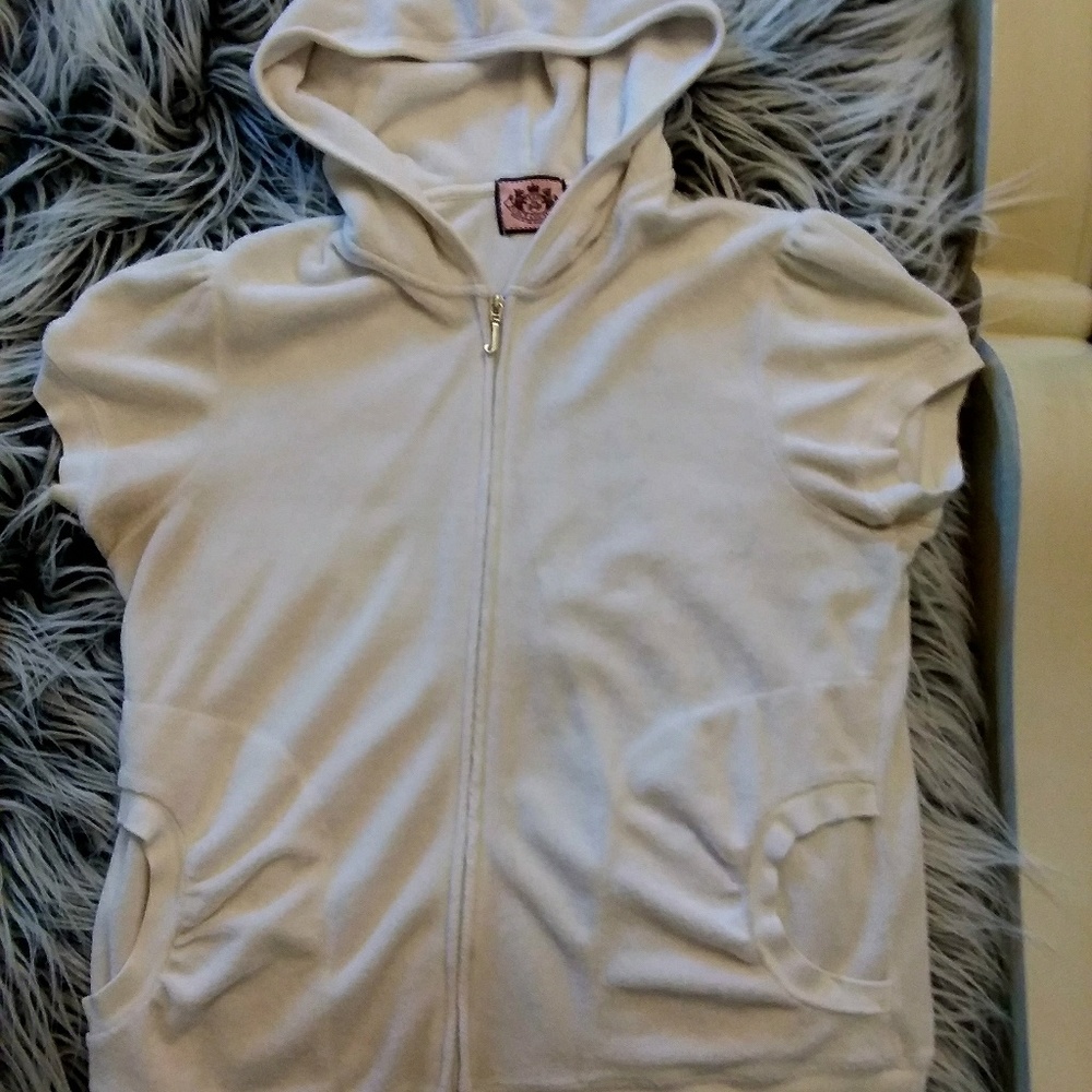 Juicy short sleeve terry cloth hoodie, white, xl