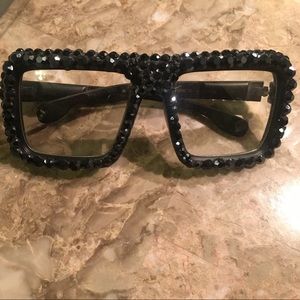 Black Rhinestone Fashion Glasses