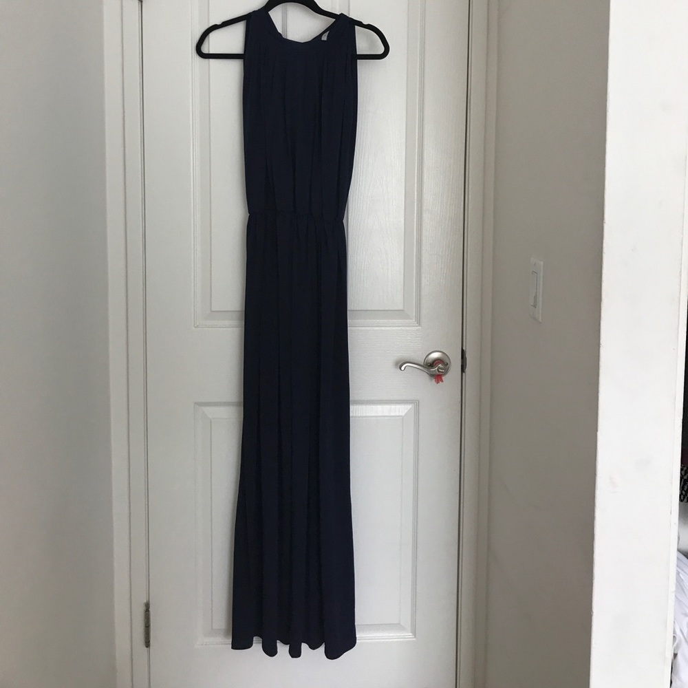 Floor length navy dress