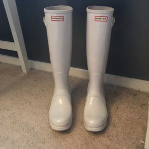 Tall White Gloss Hunter Boots