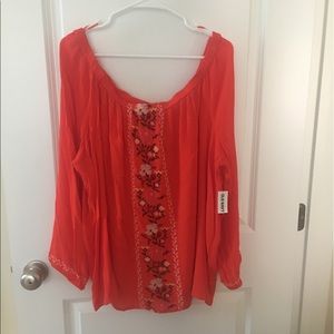 Off the shoulder embroidered top