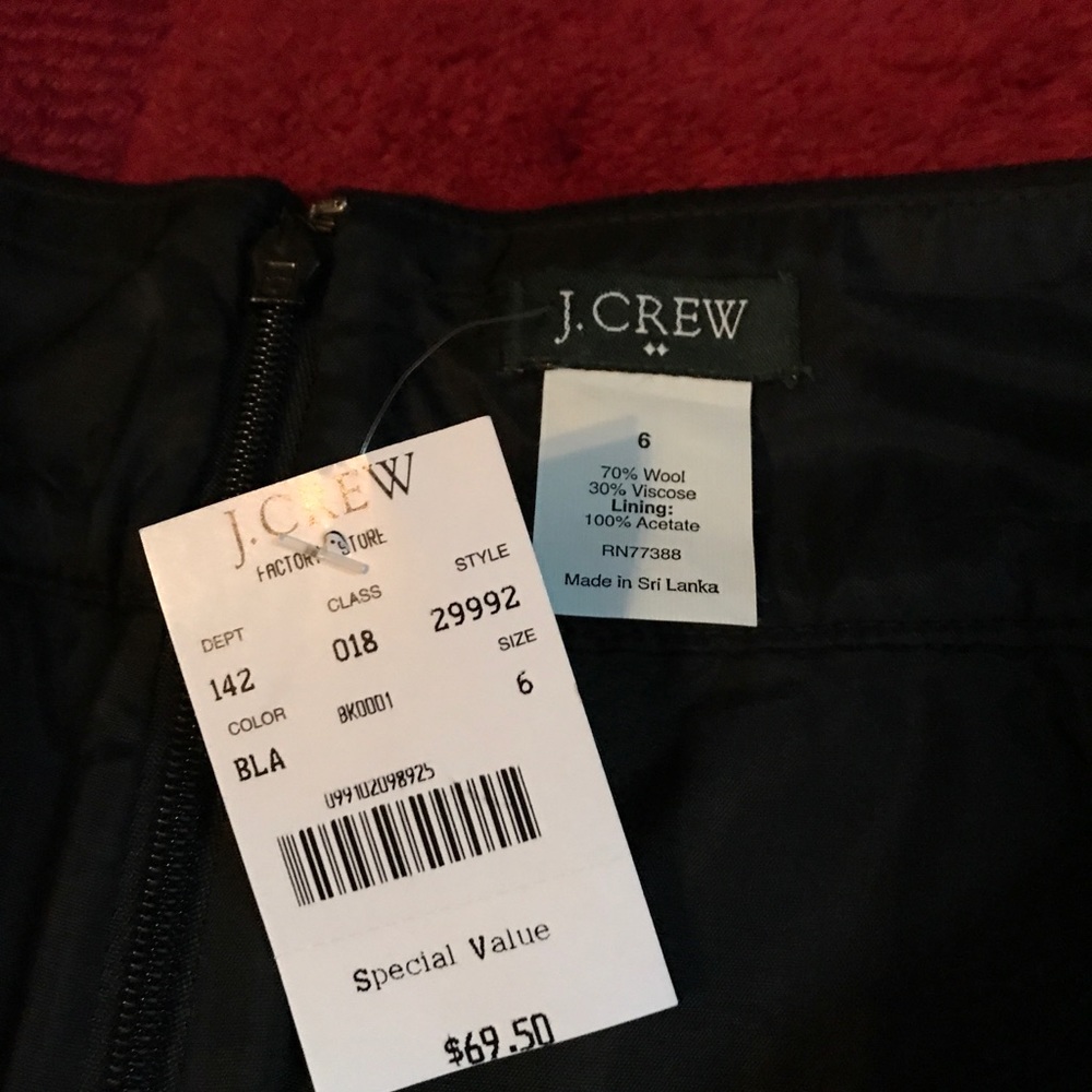 NWT J. Crew wool lined skirt, size 6 - Picture 3 of 4
