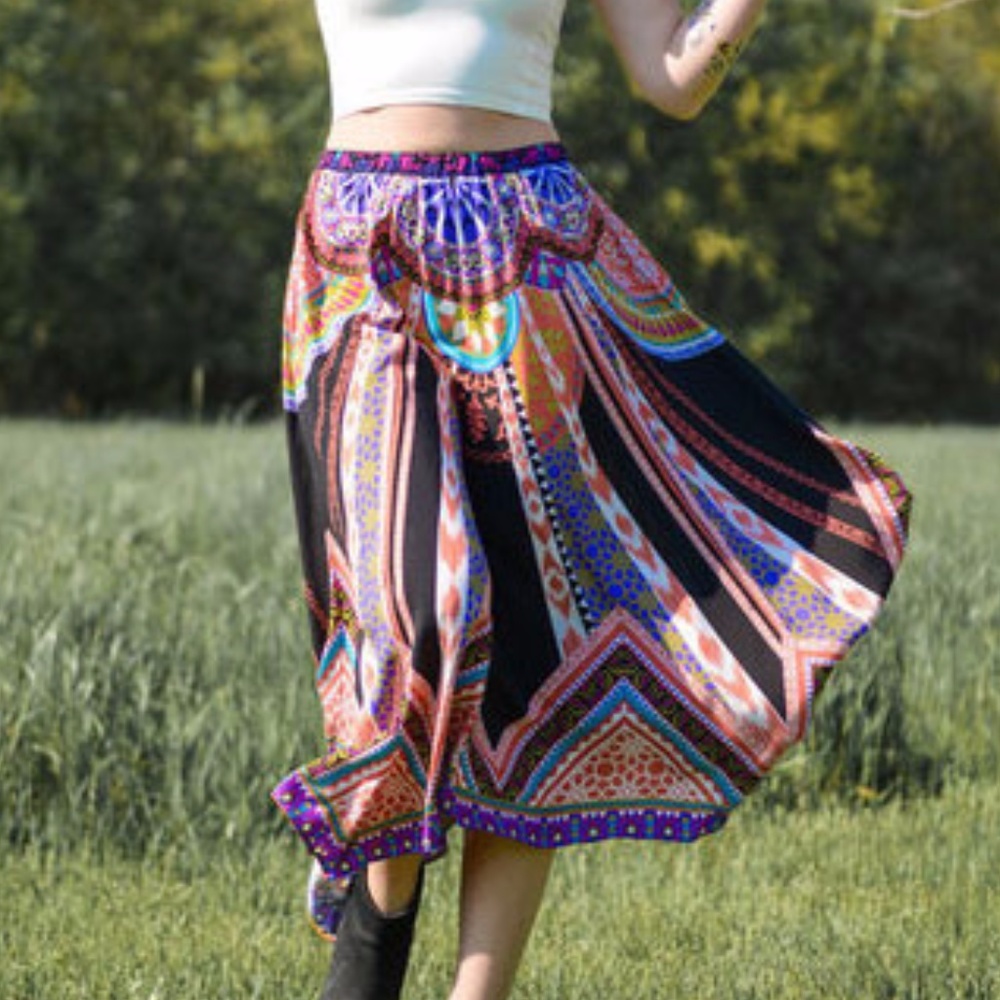 Flying Tomato Asymmetric Hem Printed Skirt, small