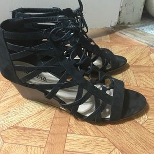 Just Fab Black suede wedges
