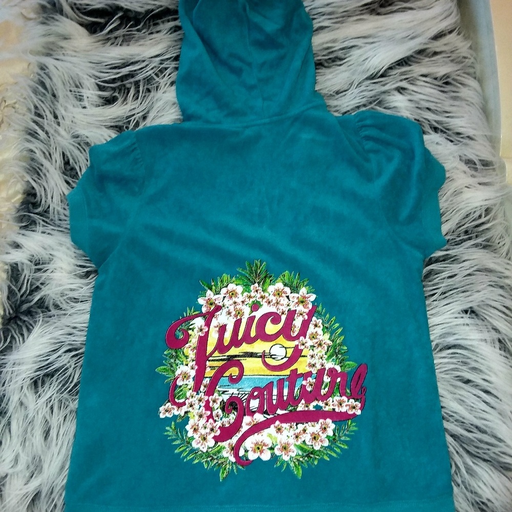 Juicy short sleeve terry cloth hoodie XL, teal