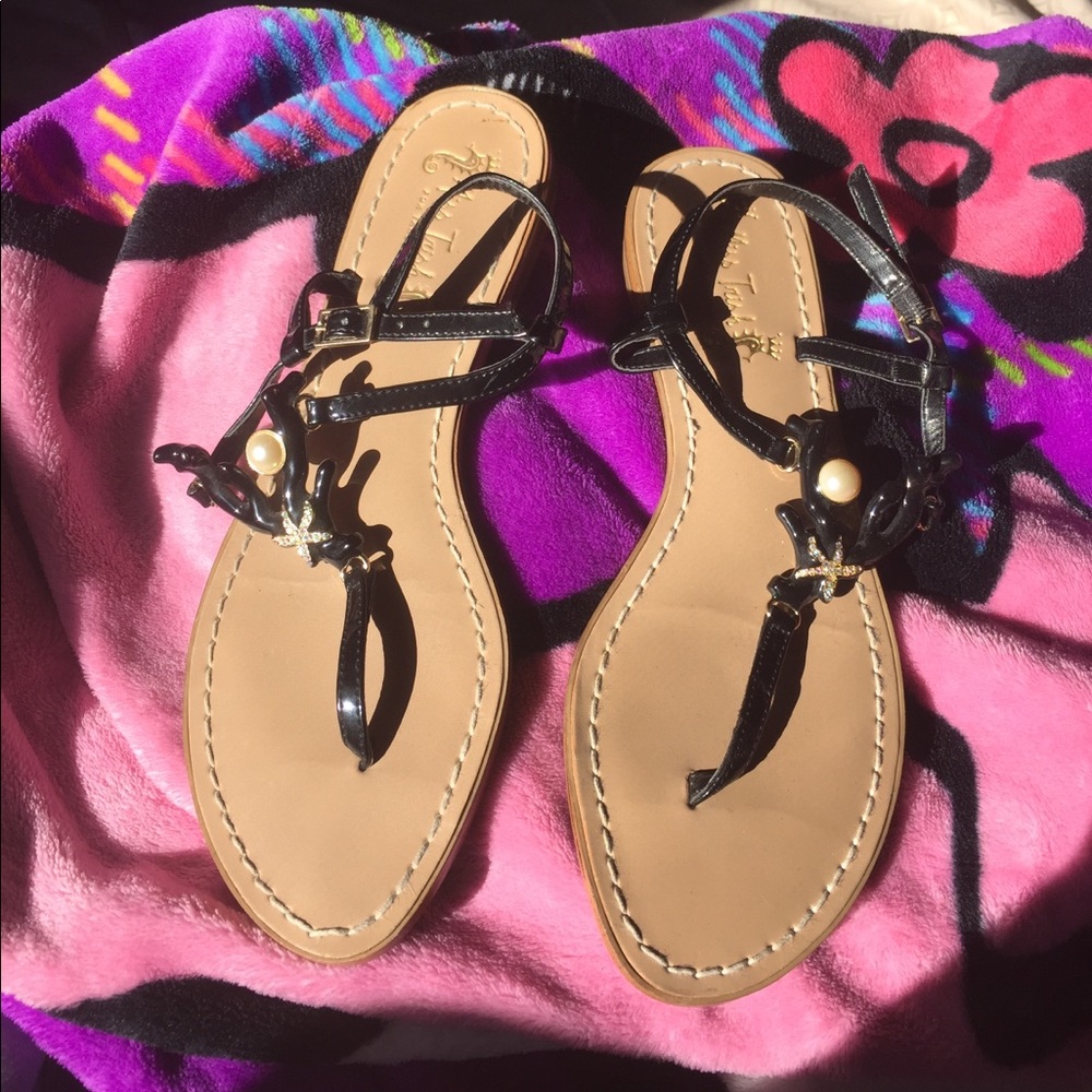 Used sandals black 🌟starfish and pearl