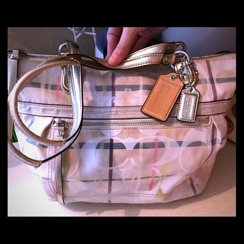 Coach Poppy White sequin purse