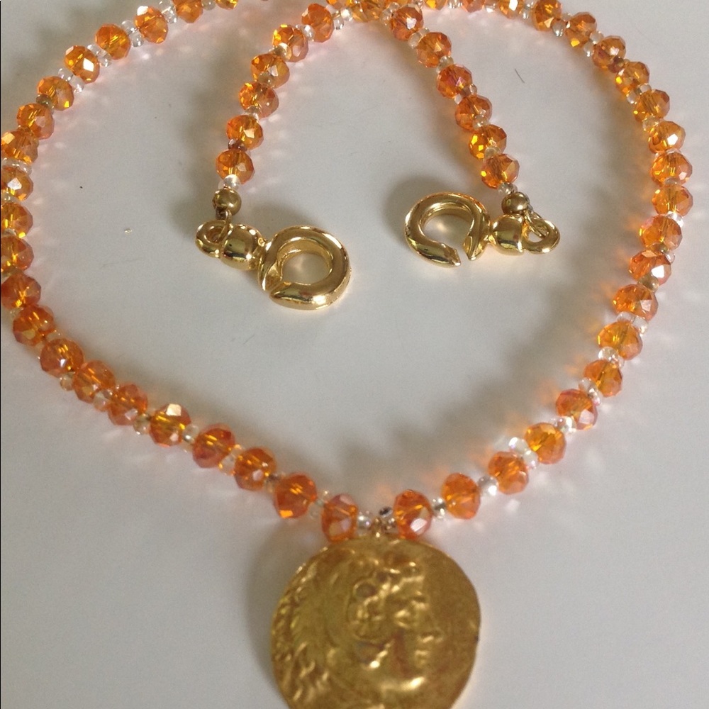 Orange crystal necklace