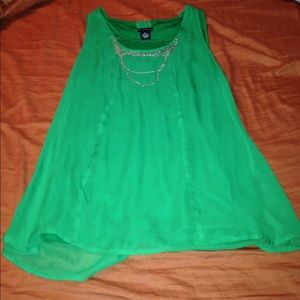 Green Sleeveless Mesh Top