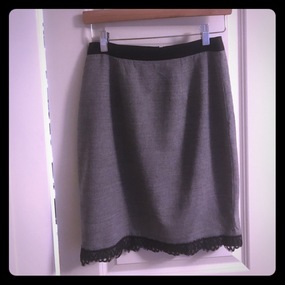 Rebecca Taylor skirt Size 6- Gray with lace trim