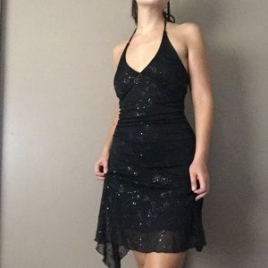 Black halter mid-2000 dress