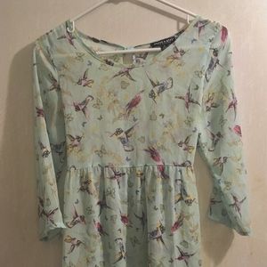 mint toned nature print micro mini dress