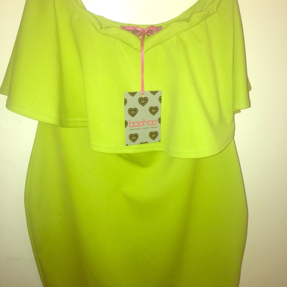 Lime green mini Bandeau dress