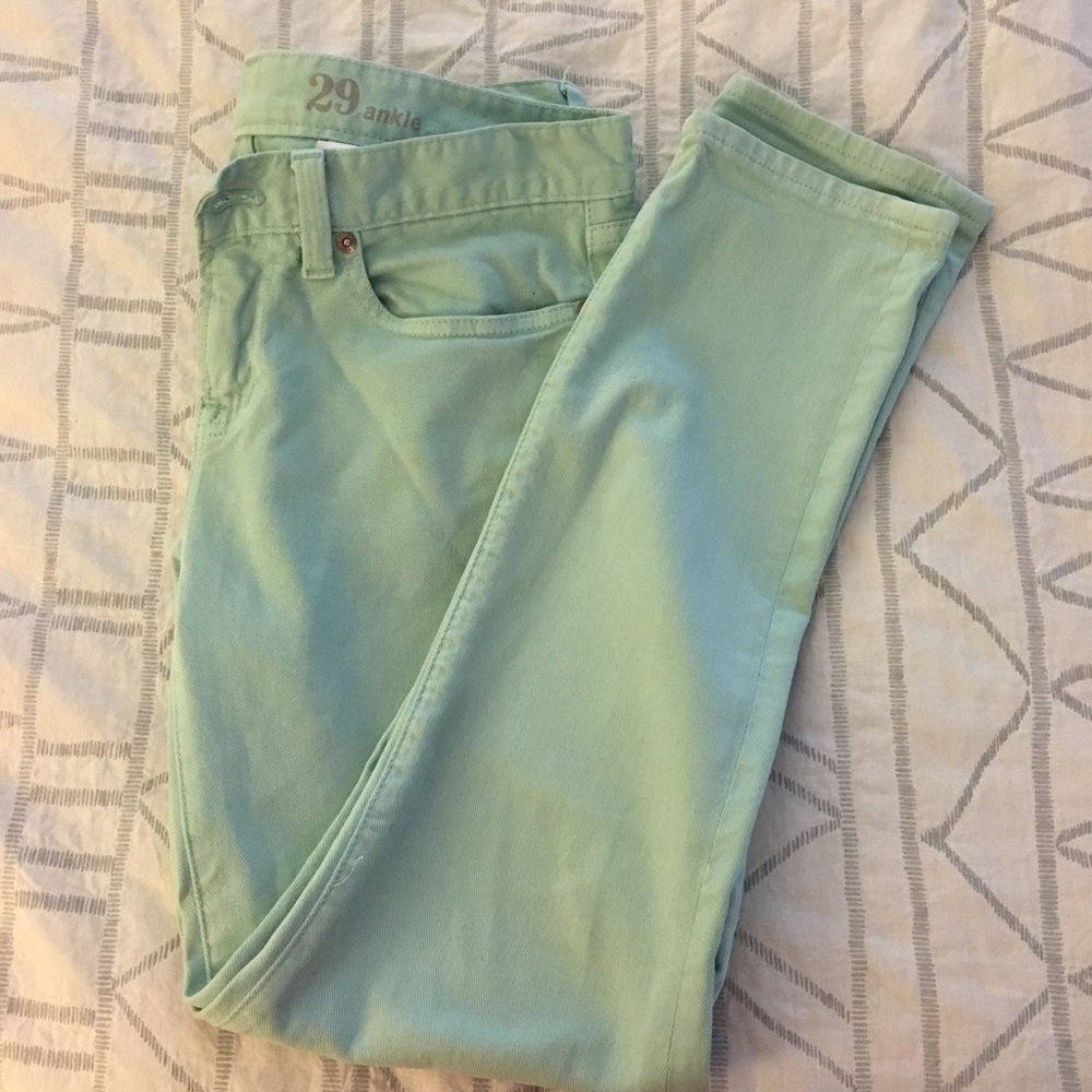 J. Crew Toothpick Mint Pants. Size 29.