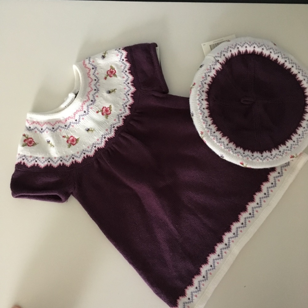 NWT Janie & Jack plum sweater dress and hat
