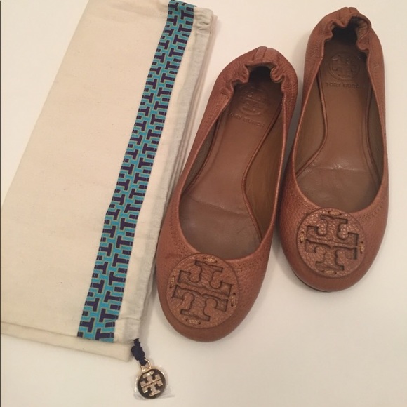 Tory Burch Shoes - Tory Burch Reva Logo Ballerina Flat, Royal Tan