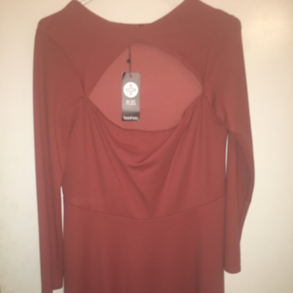 Long sleeve peek an boo skater dress