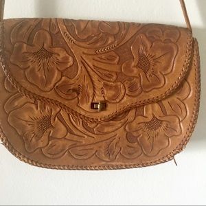 vintage / leather stamped purse