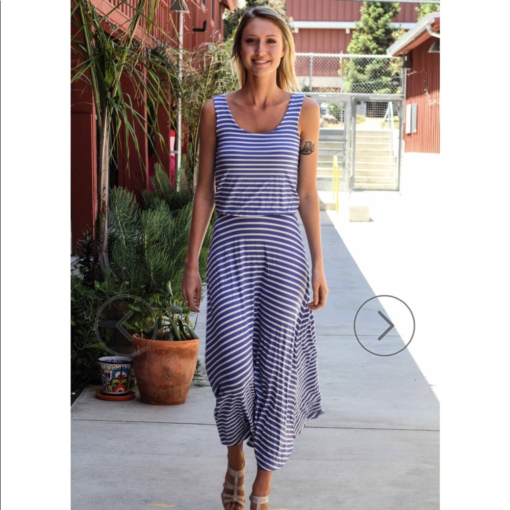 Blue stripe Maxi dress - Small NWT