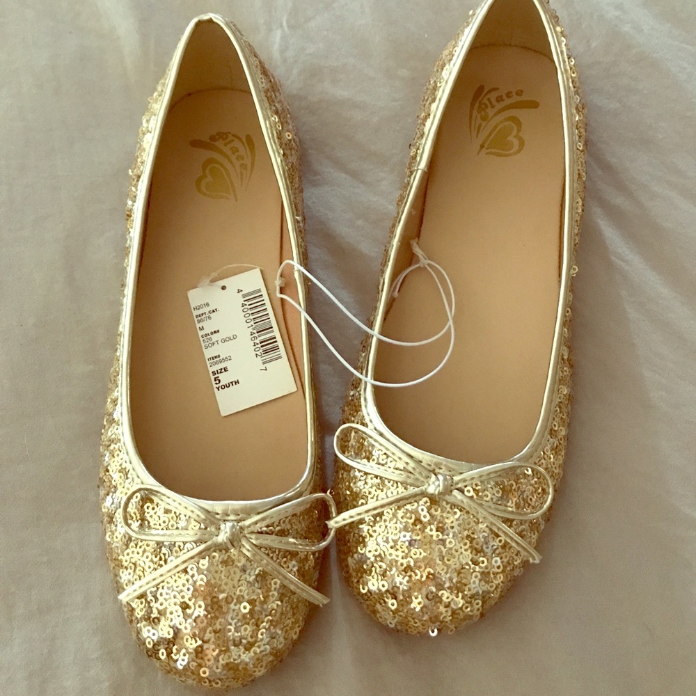 Metallic sequined ballet flats