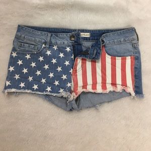 Stars & Stripes Flag Denim Jean Cutoff Shorts