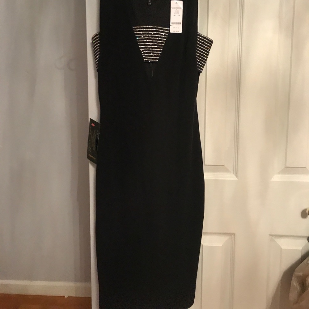 BEBE Black dress hand embellished