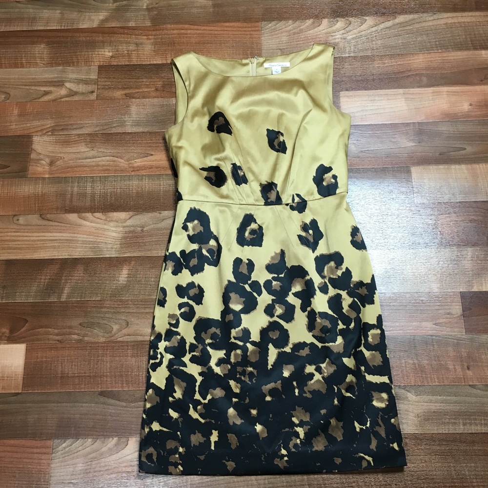Gold and Black Leopard Print Cocktail Dress Size 2