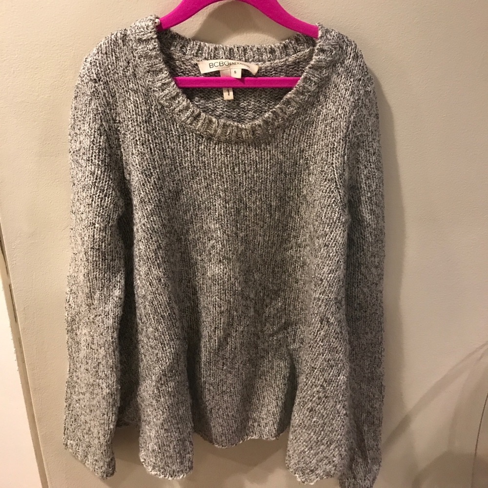 BCBG Peplum Light Gray Sweater Size S