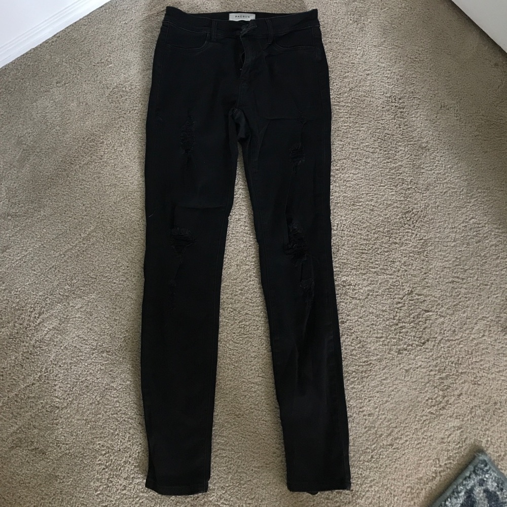 PACSUN black distressed jegging