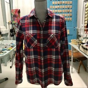 Red and navy plaid shirt sz 8