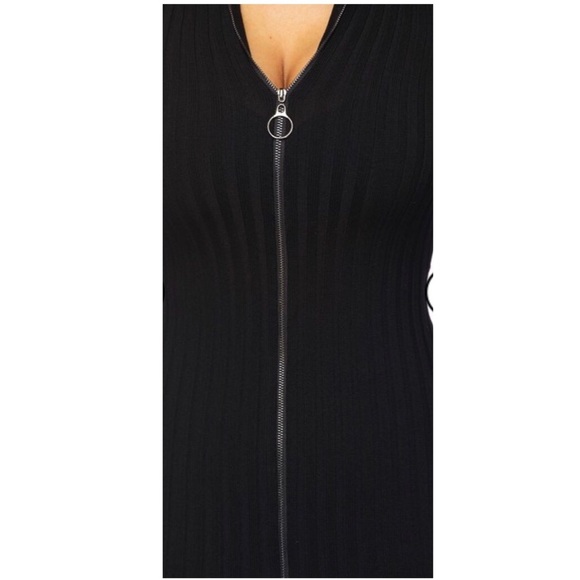 Ribbed Open Shoulder Zip Dress - Picture 7 of 7