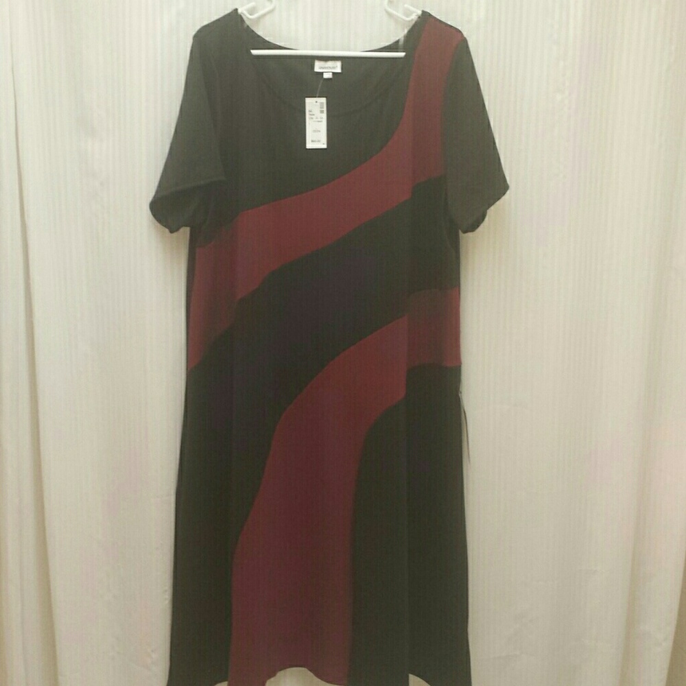 Black and red fit and flare dress