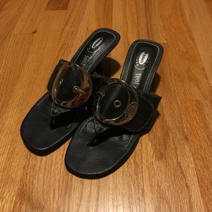 Dr. Scholl's Black Sandals with kitten heel
