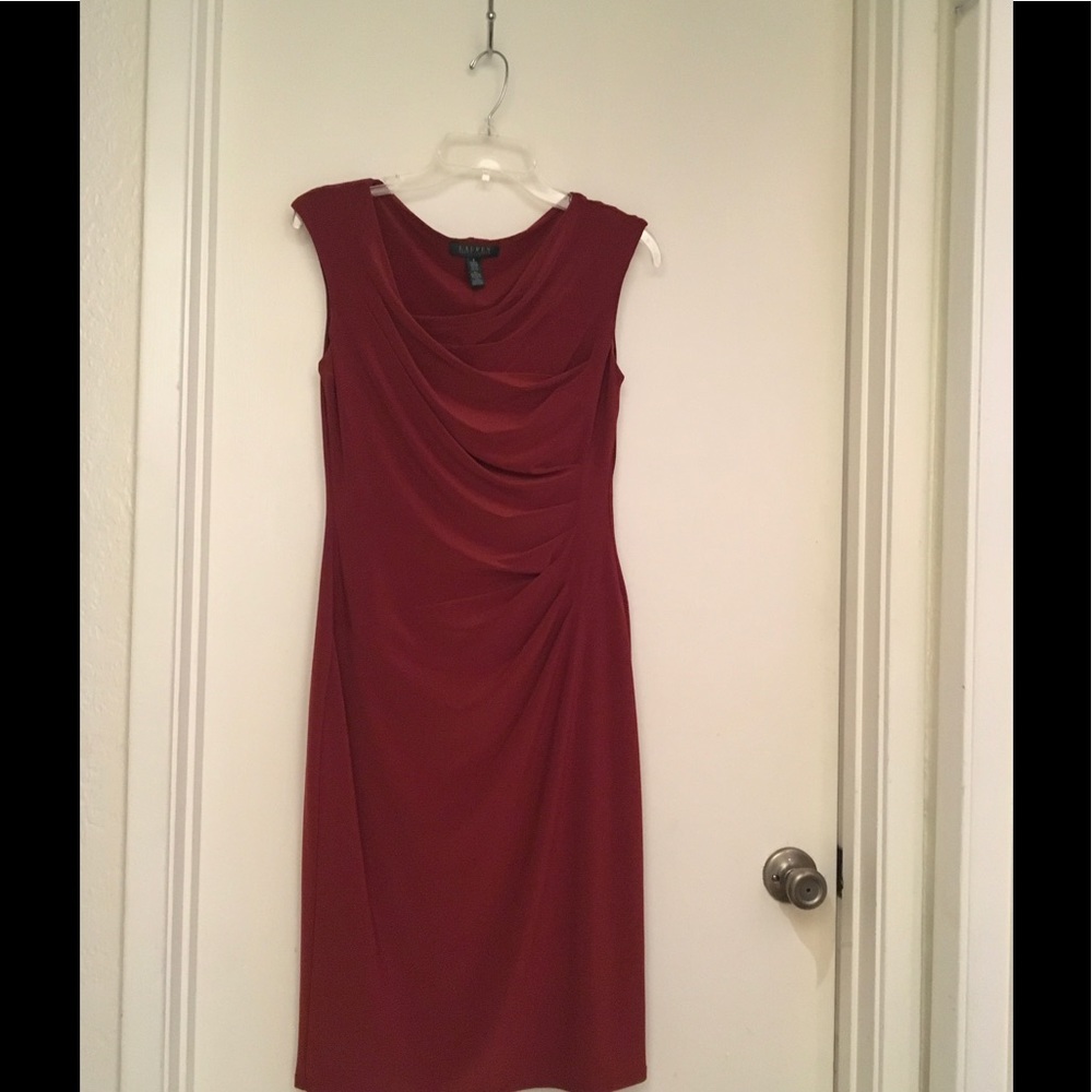 Red Ralph Lauren gathered sexy dress