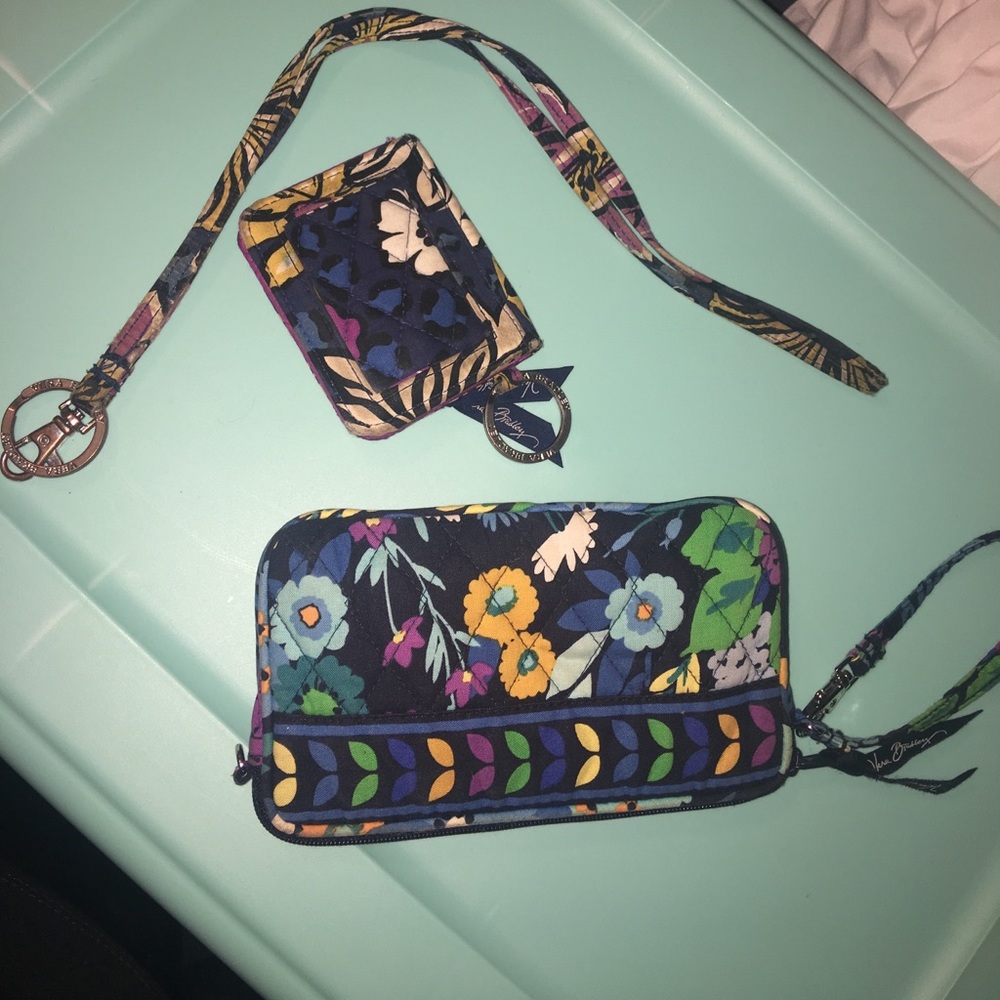 Vera Bradley wristlet and key chain with lanyard