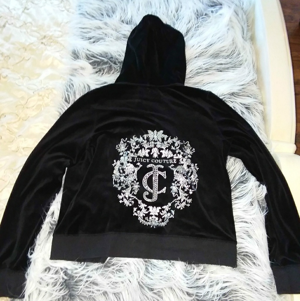 Juicy velour tracksuit set, top XL, pants L, black