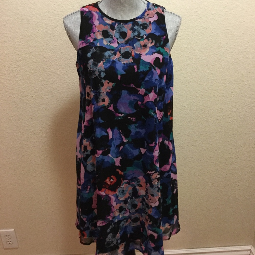 NWOT Black Floral Chiffon Dress